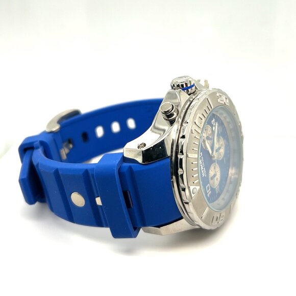 KYBOE! Giant 48 Chrono Watch Silver case Blue Silicone strap I I&I Diamonds